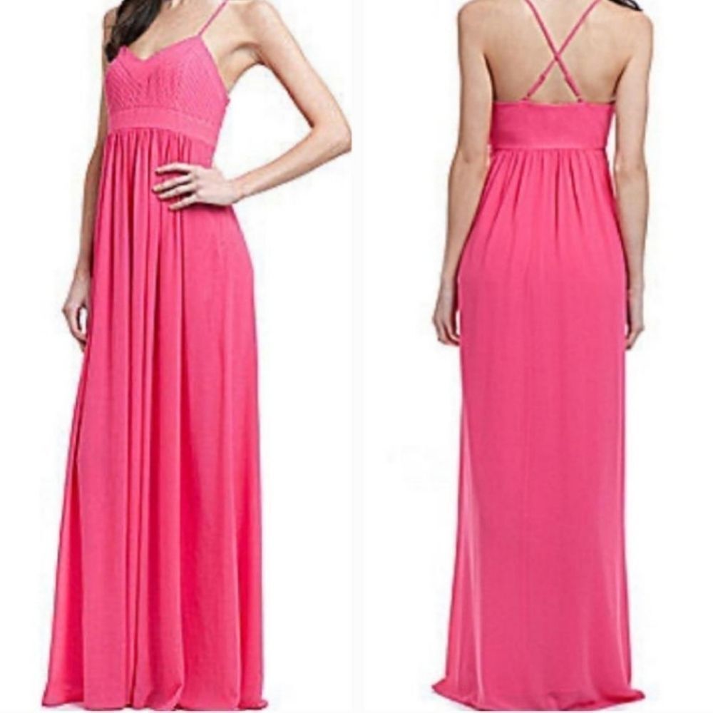 🔹️Badgley Mischka Hot Pink Belle Sleeveless Maxi Dress Size 6 - Picture 2 of 12
